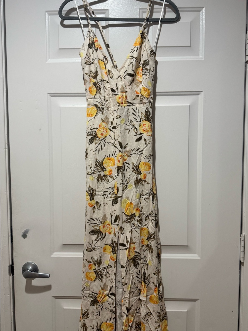 lovestitch Cream Maxi Dress with Yellow Floral Print